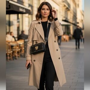 Valentino Orlandi Black Double Top Zip Studded Crossbody Bag